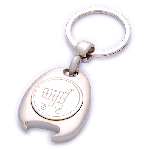 metal shopping cart coin keychain