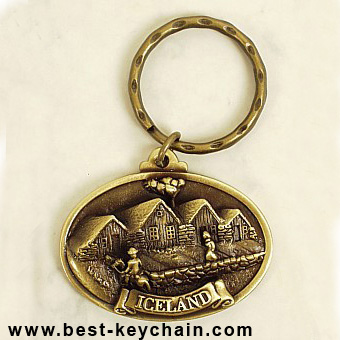 emboss old turf farmhouse iceland keychain