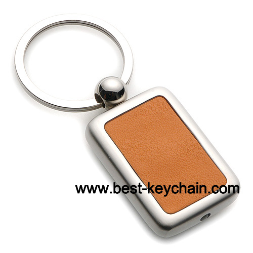 led metal and leather keychain light keyring