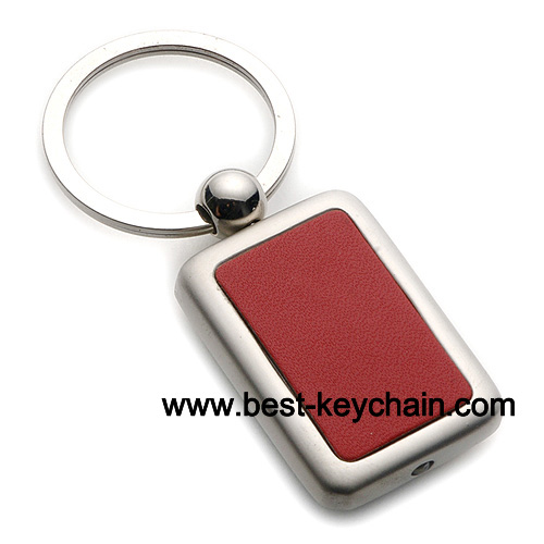 metal led red pu leather key chain light key ring