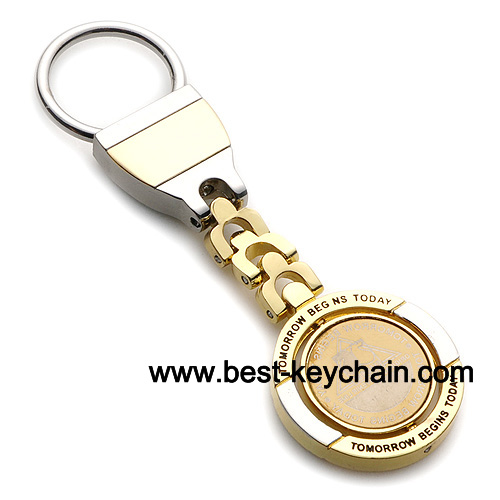 gold metal custom logo keychain keyring