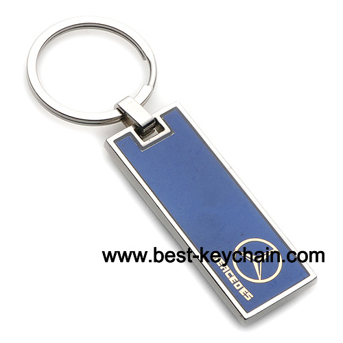 Rectangle shape metal benz auto logo key chain