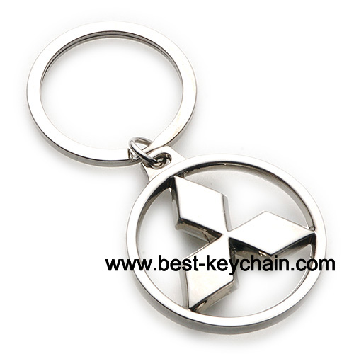 Metal mitsubishi car logo keychain