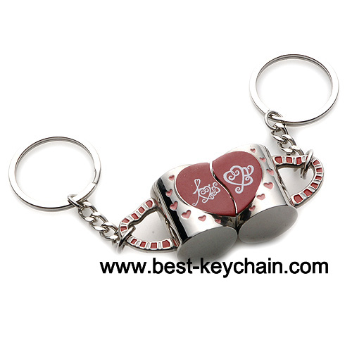 metal cup shape marry heart fancy key chain
