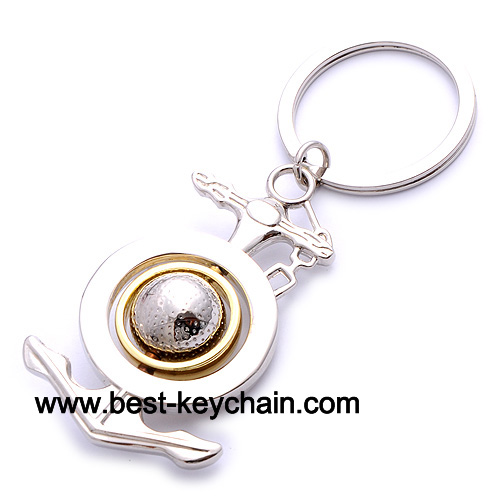 souvenir metal golf keychain gold color