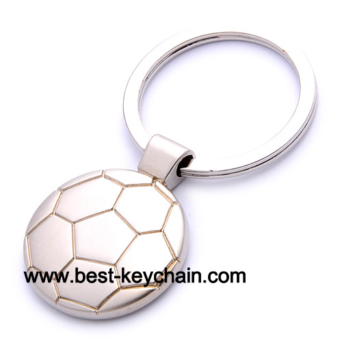 silver metal football shape keychain keyring