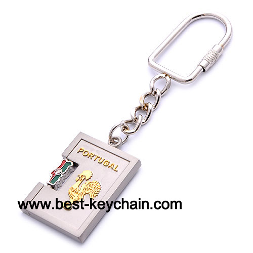 Metal souvenir emboss cock portugal keychain