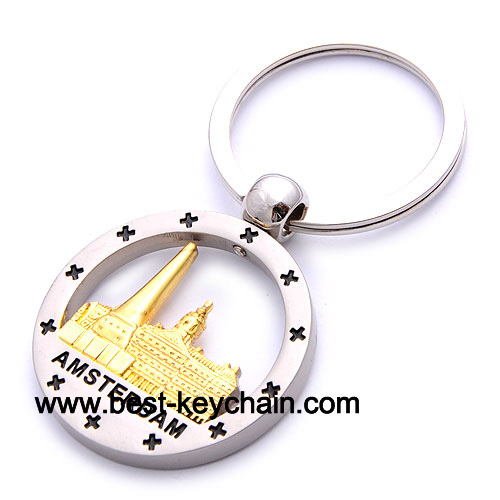 metal souvenir emboss logo amsterdam key ring