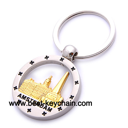 metal souvenir emboss logo amsterdam keyring