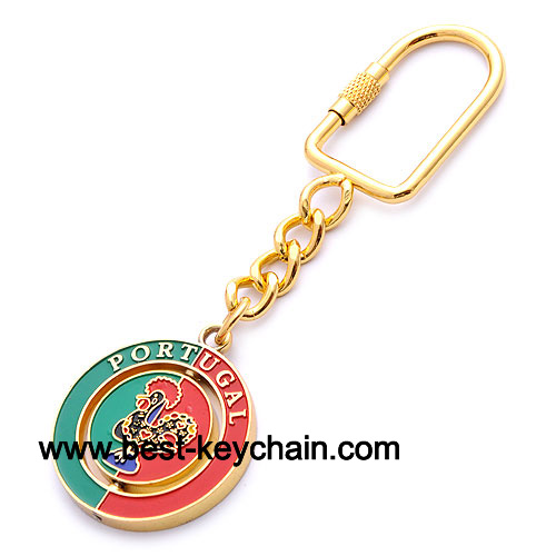 round shaped metal souvenir portugal key ring