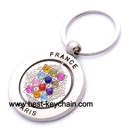 round shaped fancy metal france paris keyring