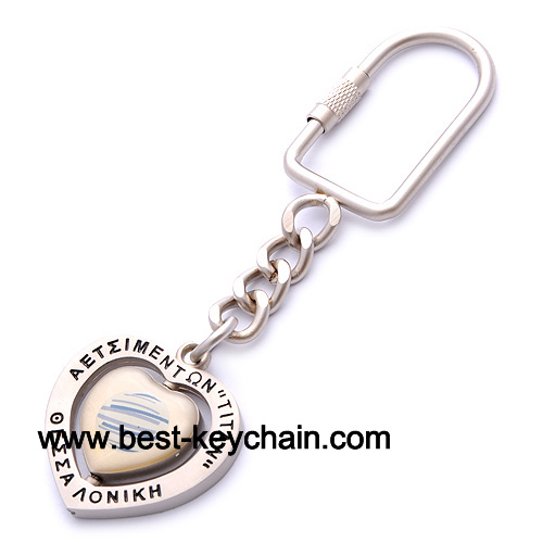 Metal heart shaped spinner souvenir keychain