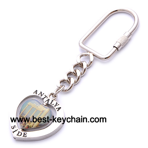 metal heart shaped silver antalya key ring