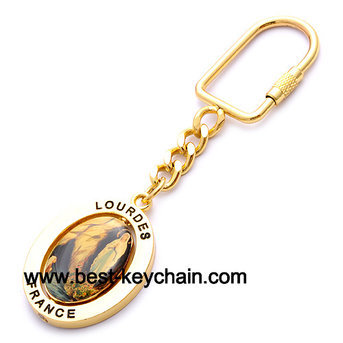 metal gold lourdes souvenir france keyring