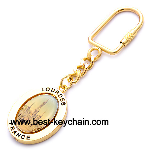 gold epoxy lourdes souvenir france key ring