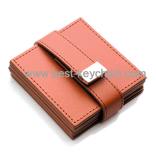 cheap promotion coaster leather gift