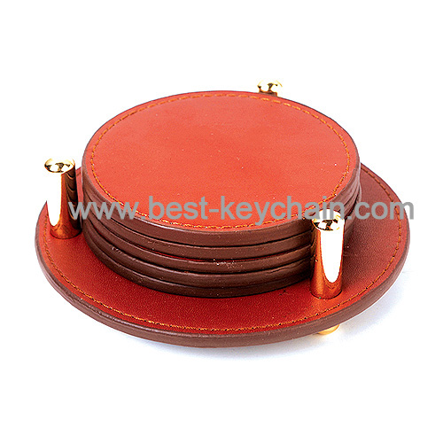 promotion leather gift coaster cup mat