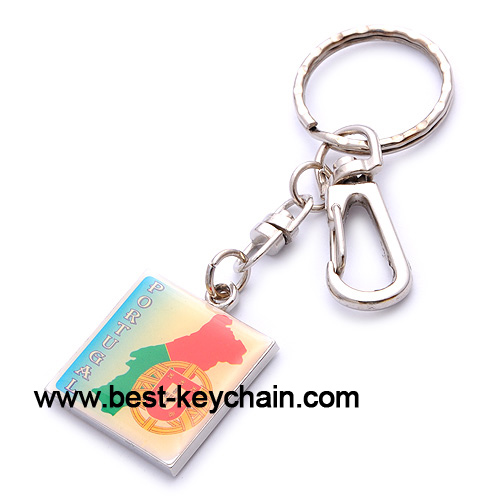 zinc alloy epoxy metal portugal flag key ring