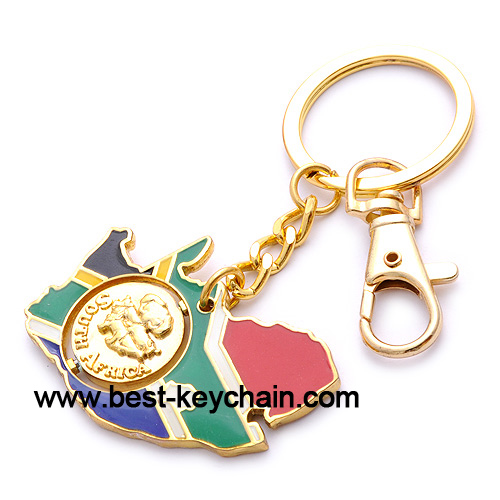 Zinc alloy gold south africa map keychain