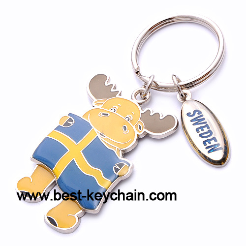 metal souvenir sweden moose keychain