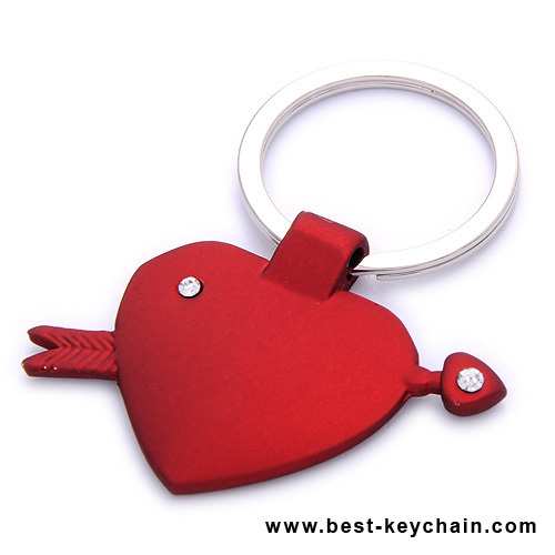 3D heart shape metal keyring