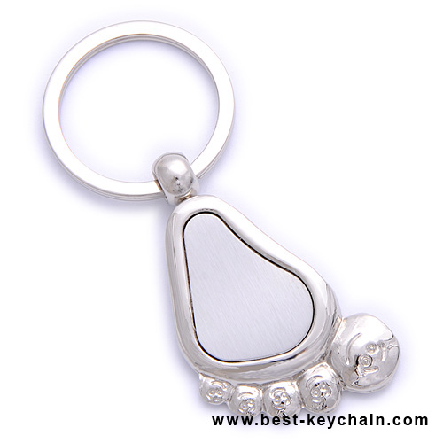 3d foot metal keychain laser engraving logo