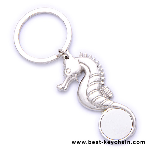 3d sea horse shape metal keychain