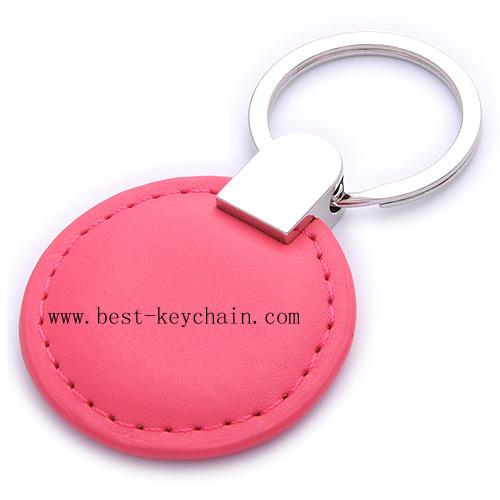 ROUND SHAPE LEATHER KEYRINGS TO USE HOT STAMP LOGO