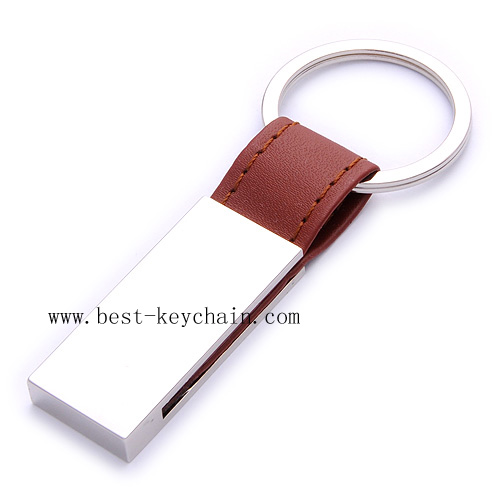 METAL RECTANGEL SHAPE LEATHER KEYCHAINS