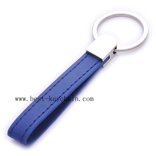 BLUE COLOR LEATHER KEYRING