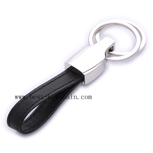 DOUBLE RING METAL AND LEATHER KEYHOLDER