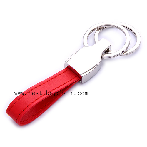 DOUBLE RING FANCY LEATHER KEY CHAIN