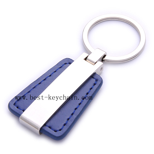 METAL & LEATHER KEYCHAIN WITH BLUE COLOR