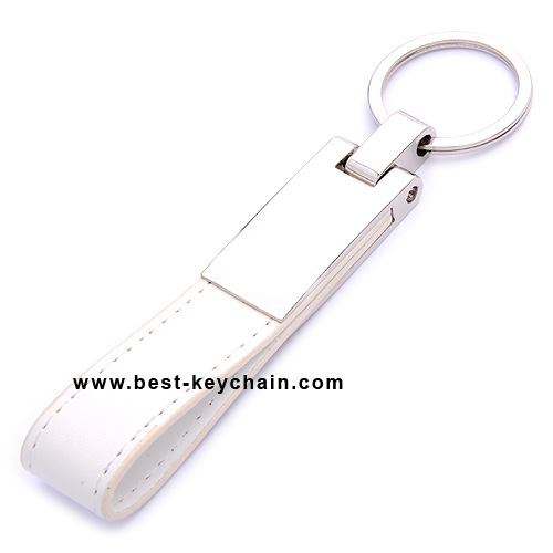 WHITE COLOR PU LEATHER KEYCHAIN FOR PROMOTION