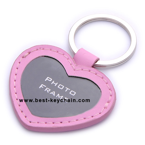 photo keychain heart shape leather