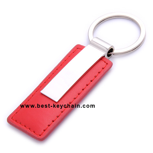 NOVELTY LEATHER KEY HOLDER WITH RECTANGEL LOGO