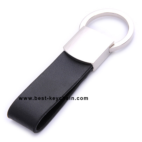 NOVELTY METAL AND LEATHER KEY RING