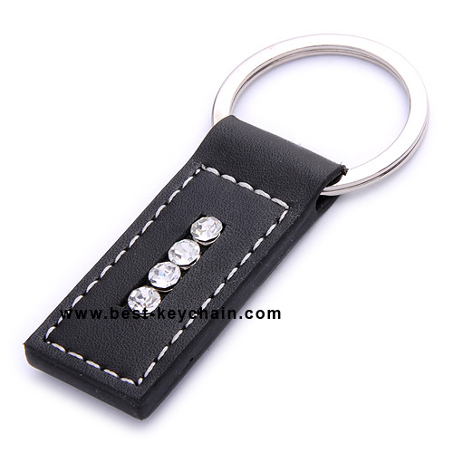 PU LEATHER KEY CHAIN WITH DIAMOND