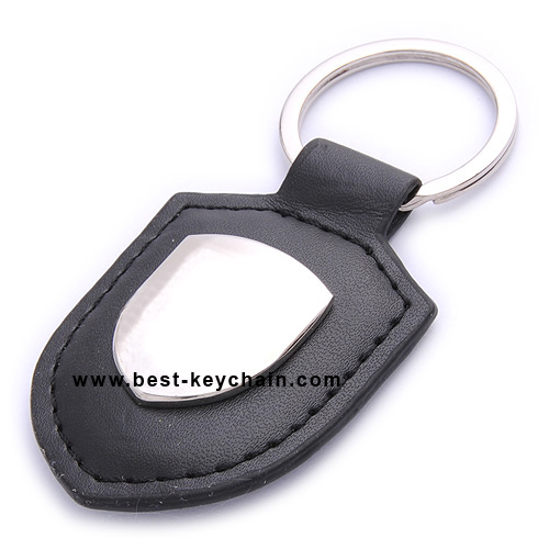 FERRARI SHAPE LOGO LEATHER KEY CHAIN