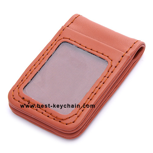 MONEY CLIP WITH GENUINE LEATHER MATERIAL