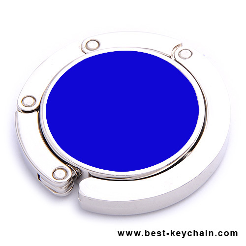 blue color round shape metal handbag hanger