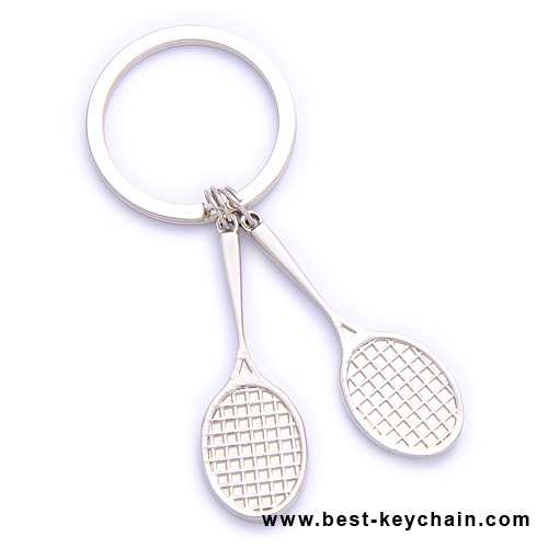 badminton metal keychain