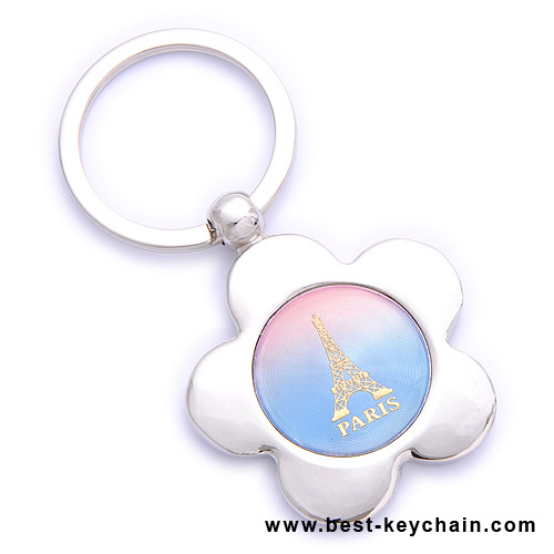 flower shape souvenir paris keychains epoxy logo