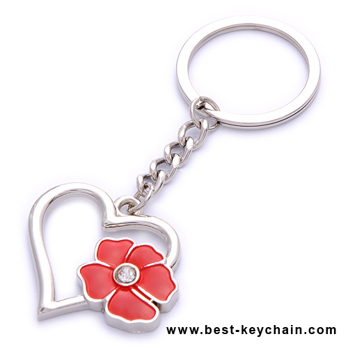 flowers heart shape keychains