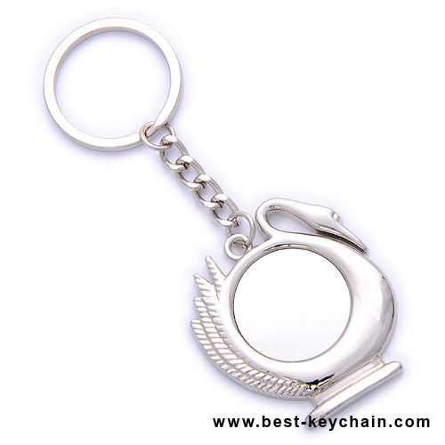 swan shape metal keychain